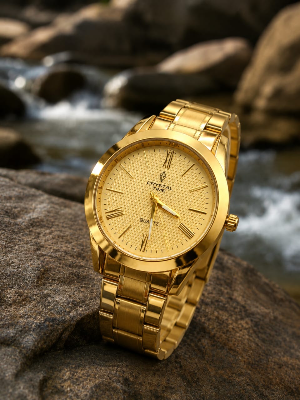 Crystal Time Gold Men Watch