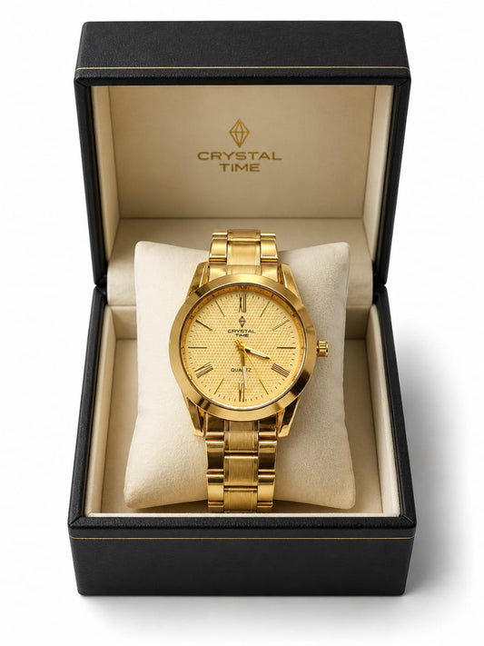 Crystal Time Gold  Men Watch