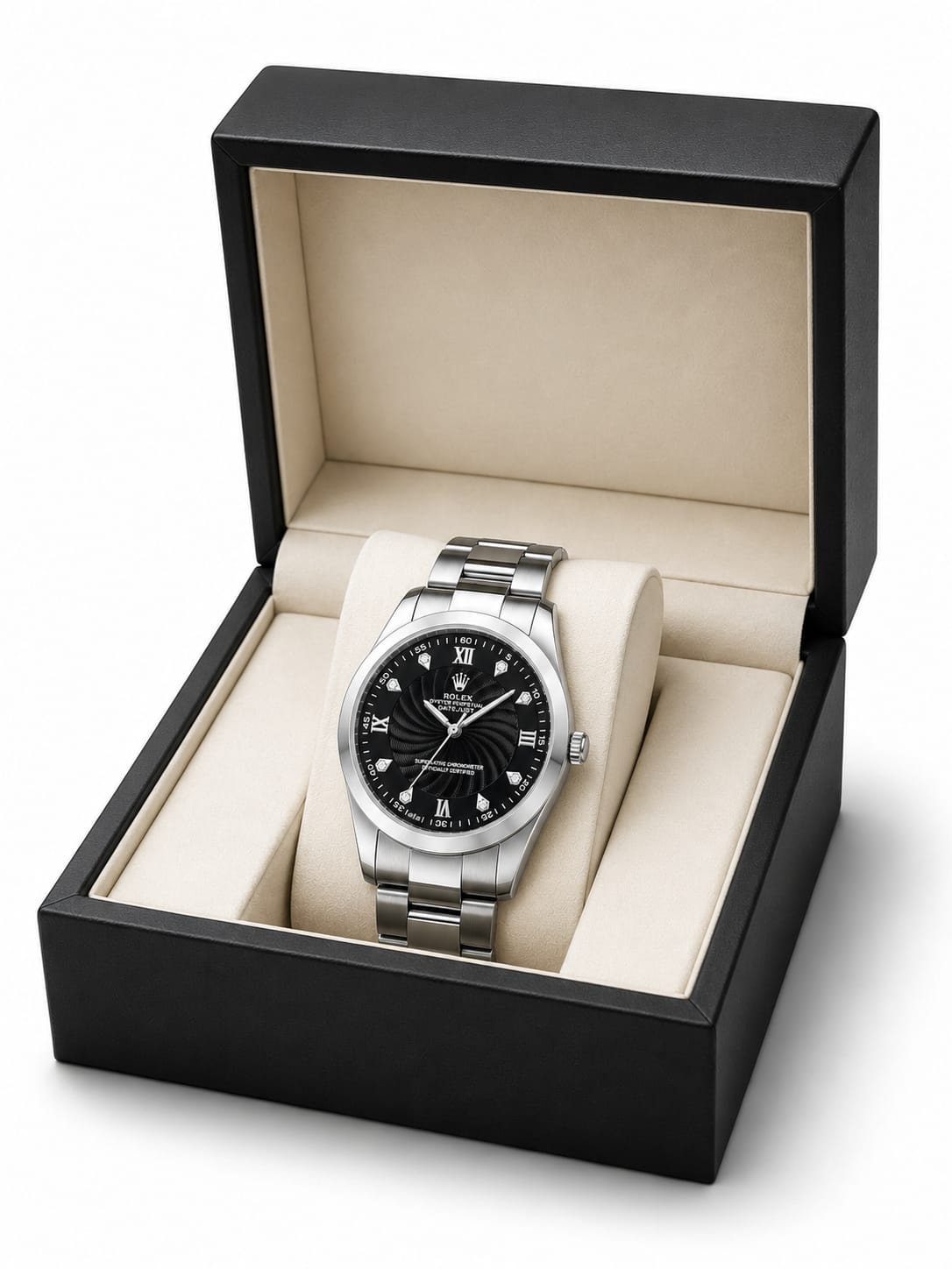 Classic Premium Steel Watch – White & Black Dial